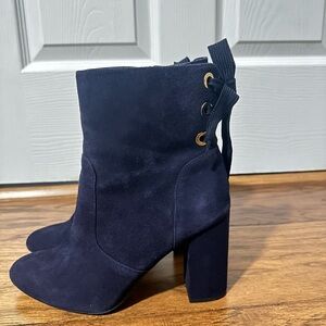 Tommy Hilfiger Elegant Navy Suede Ankle Boots